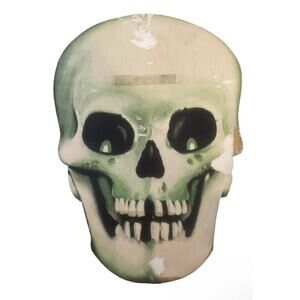 Vintage Halloween Skeleton Head Wall Or Door Hanger By Dennison Set Of Two 9x14”